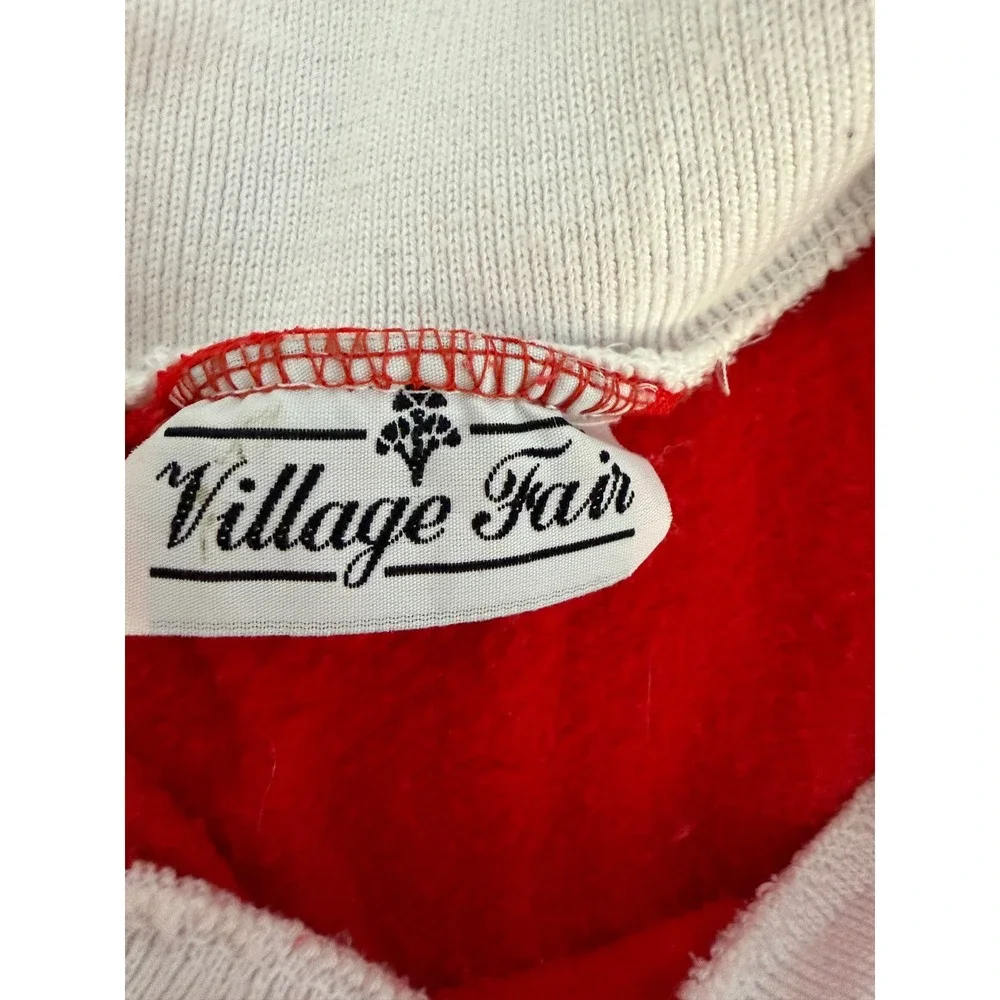 Vintage 90s Village Fair Christmas Sweatshirt Santa Puff Paint Ugly Sweater L/XL